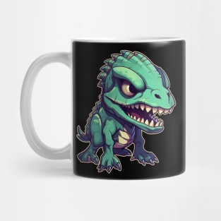 Sick Green Scary Chibi T-Rex Isometric Dinosaur Mug